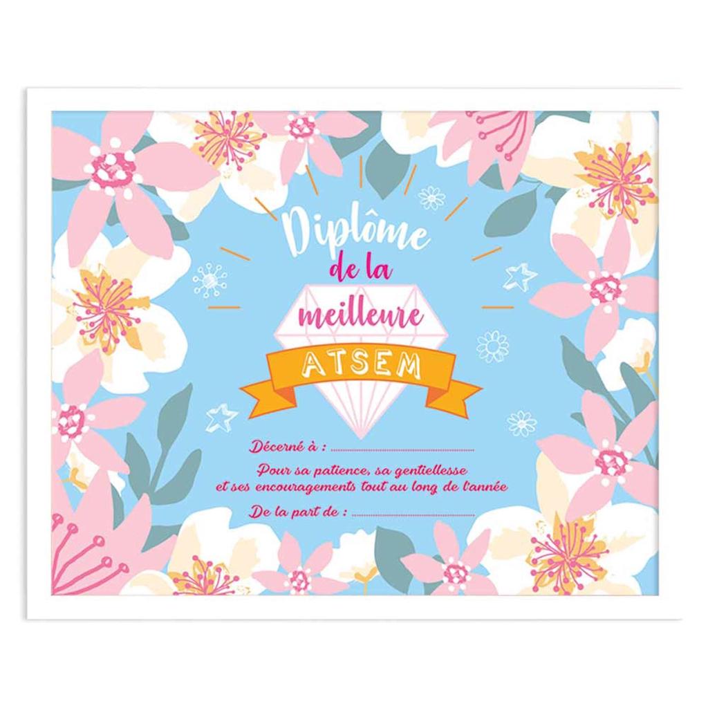 Les Trésors De Lily [Q5964] - Frame 'Diploma of the Best Atsem' Blue Pink - 25x20x1. 5cm