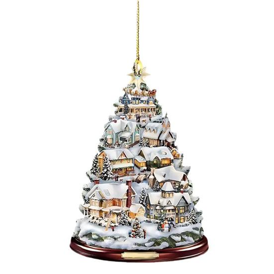 Yousheng Рождественский Снежный Деревенский Дом Украшение Бревенчатая Хижина Дерево Подвесное Украшение Акриловый Подвесной Декор Для Домашней Вечеринки Автомобильный Декор