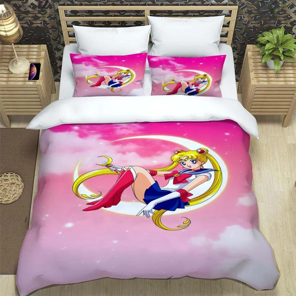 New Kawaii Sailor Moon Duvet Cover Pillowcase Bedding Set Adult Boy Bedroom Decoration Children Gift Single Double Large Size
