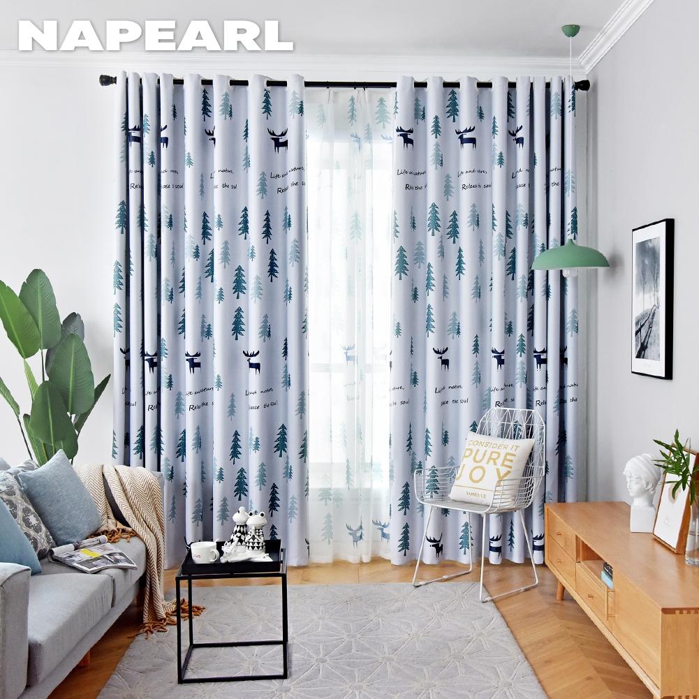 1 шт. NAPEARL 70-80% затемняющие Ins стиль скандинавский олень полиэфирное волокно персонализированные шторы с принтом прозрачные шторы для спальни гостиной домашний декор