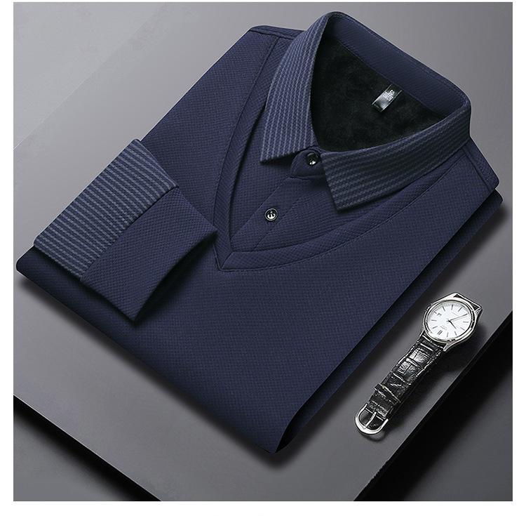Мужская высококачественная поло с длинным рукавом в полоску, стиль business casual, для весны и осени