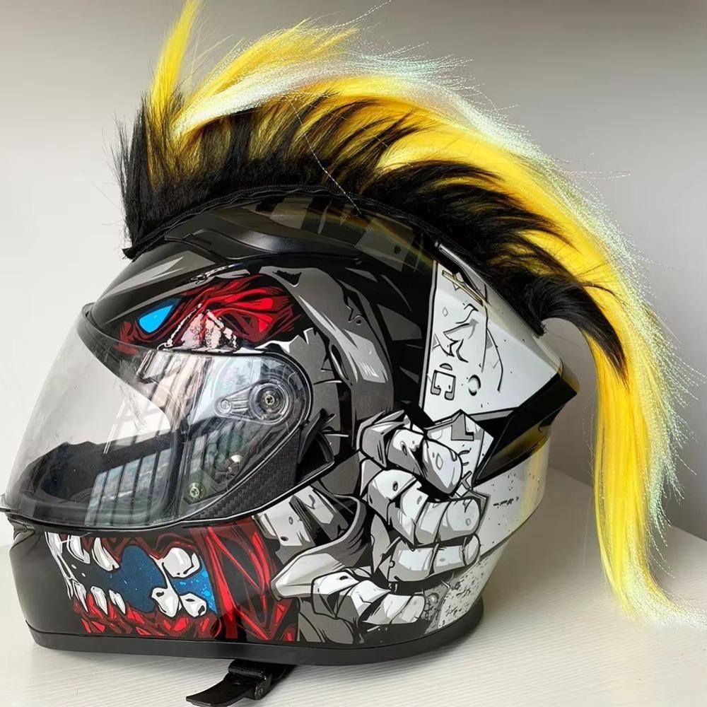 Punk Style Mohawk Helmet Wig Universal Cockscomb Wigs High Quality Motorcycle Helmet Decorations