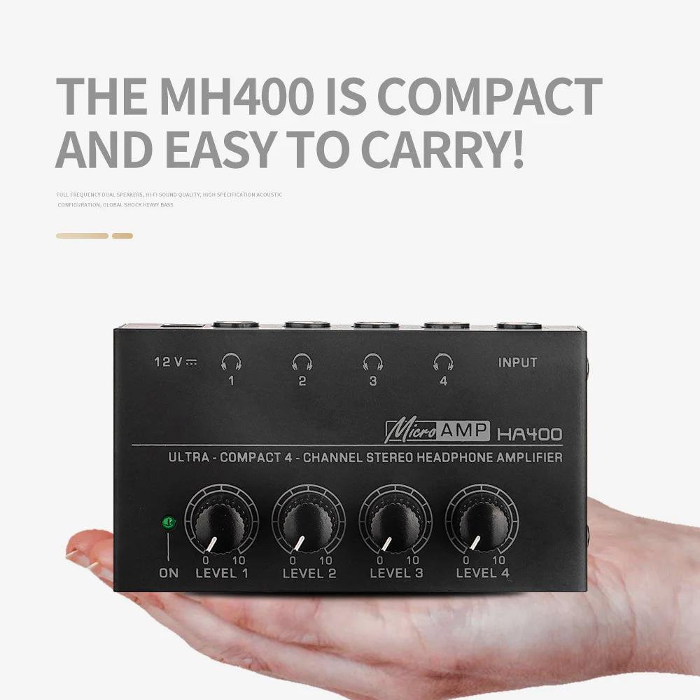 4 Channels Mini o Stereo Headphone Amplifier HA400 Ultra-Compact Audio Amplifier With Power Adapter EU US Plug Adapter