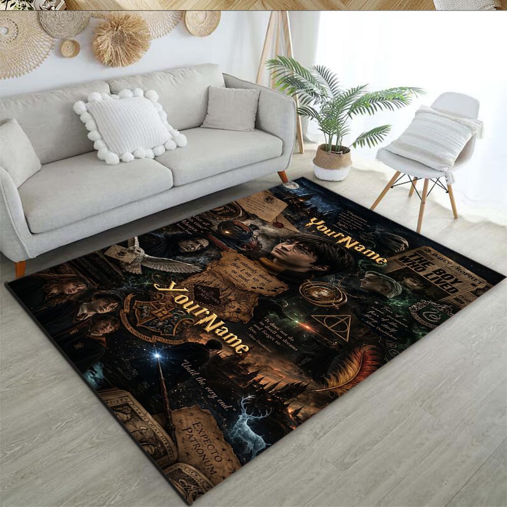 Gothic Illustrations Customizable Name Floor Rug Office Rug Design for Bedrooms Dining Room Entryway Outdoor Antislip Carpet Decorate Offices