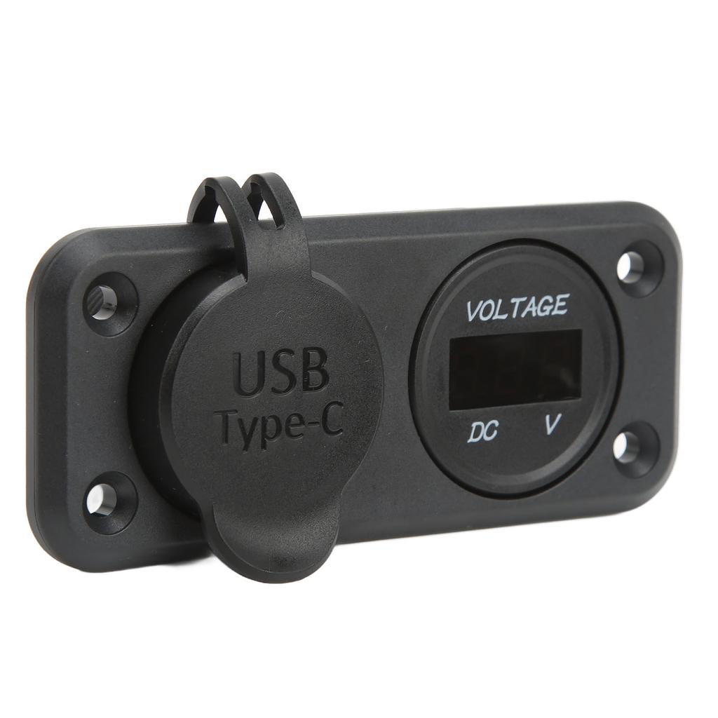 Автомобильное зарядное устройство с двумя портами, вольтметром с синей подсветкой, QC 3.0, PD 18 Вт, DC10–30 В для грузовика, дома на колесах, автобуса, лодки