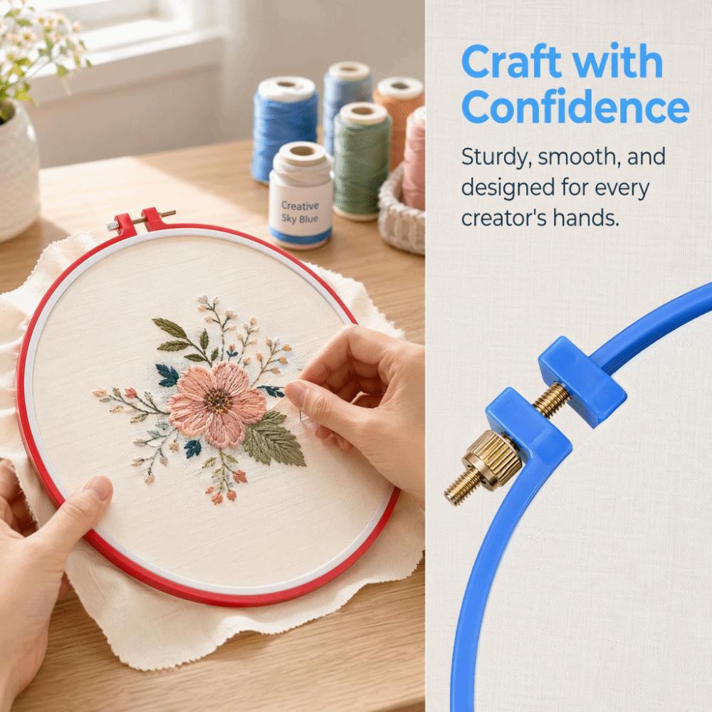 6pcs Adjustable Design Cross Stitch Frame Plastic Plastic Embroidery Hoop For Decoration