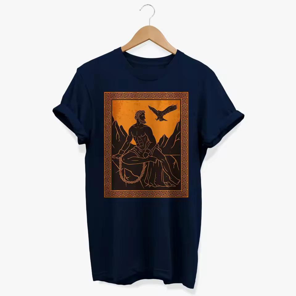 Prometheus Greek Mythology T-Shirt Aesthetic Trendy Ancient Art Graphic Tee Mythological Style Gifts