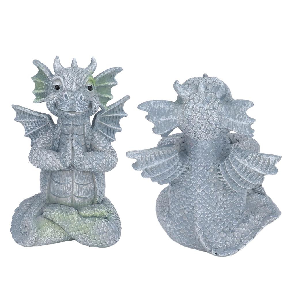 Small Dinosaur Sculpture Resin Meditated Statue Home Ornament for Garden Tree Courtyard Backyard