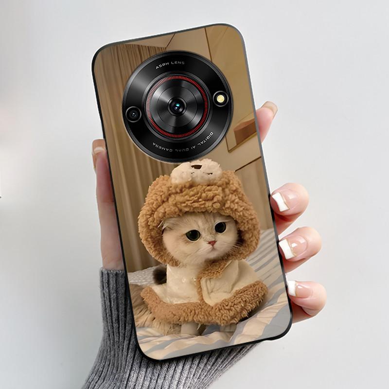 Милый Мультяшный Чехол Для ZTE Blade A75 5G/Nubia Focus 5G/Nubia Calf 5G Печатный Корпус Защитная Крышка Мягкий Силикон Черный Корпус