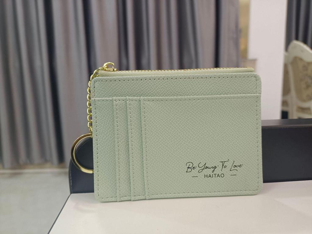 Женский однотонный держатель для карт и кошелек для монет с множеством отделений для карт и брелоком для ключей