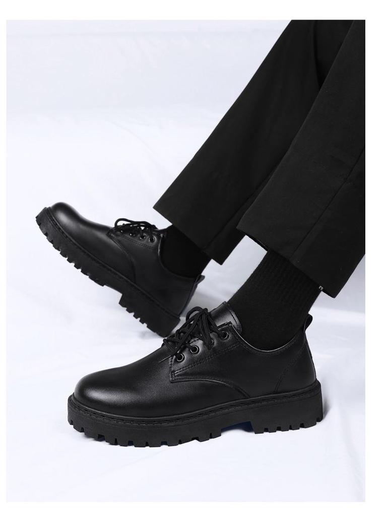 Мужская повседневная деловая кожаная обувь Осень 2024: Модные водонепроницаемые ботинки Мартинс в британском стиле