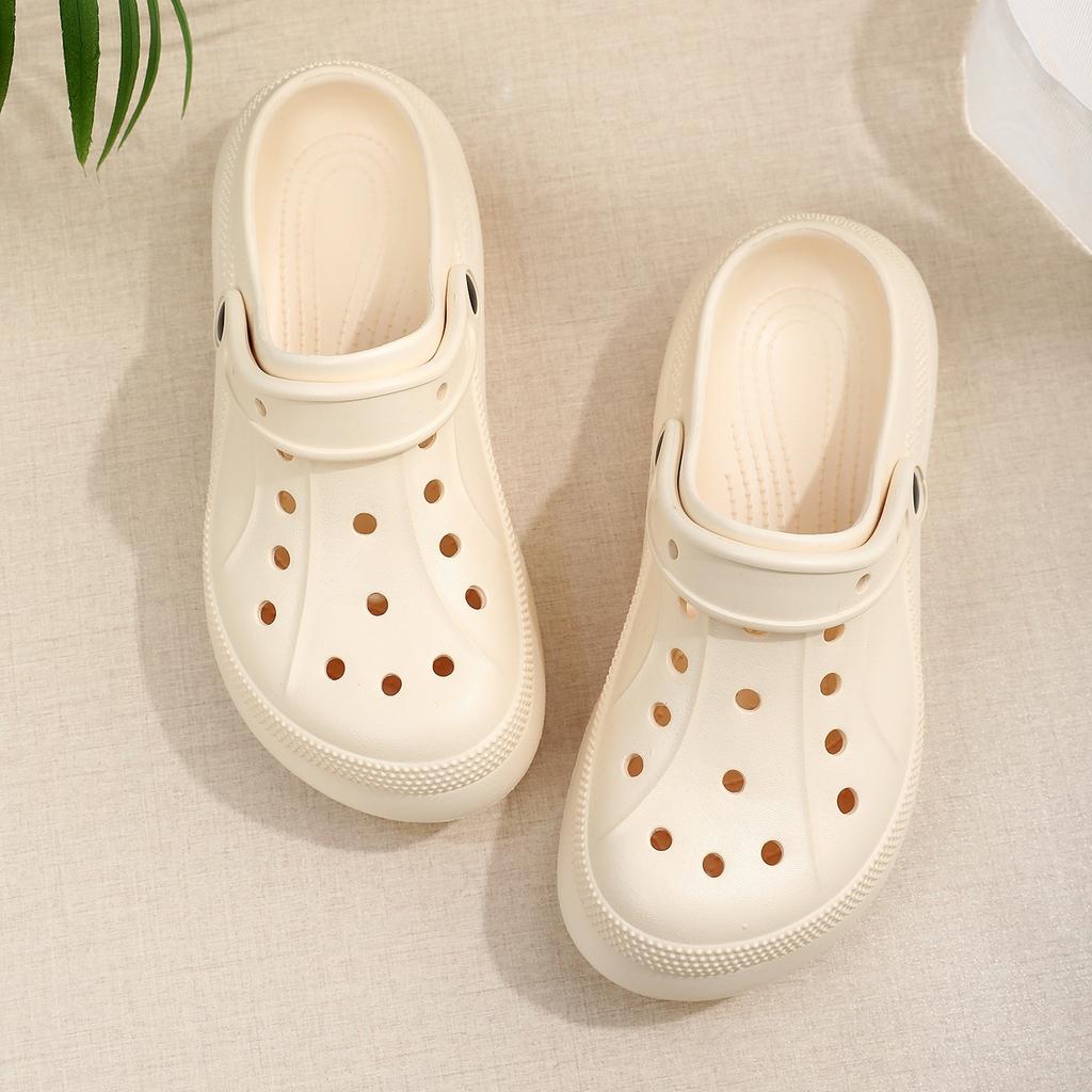 Новые простые и удобные домашние туфли на каждый день для пляжа и отдыха на природе для пары 2025 года, летние туфли средней высоты и на платформе с отверстиями, повседневные туфли с мягкой подошвой