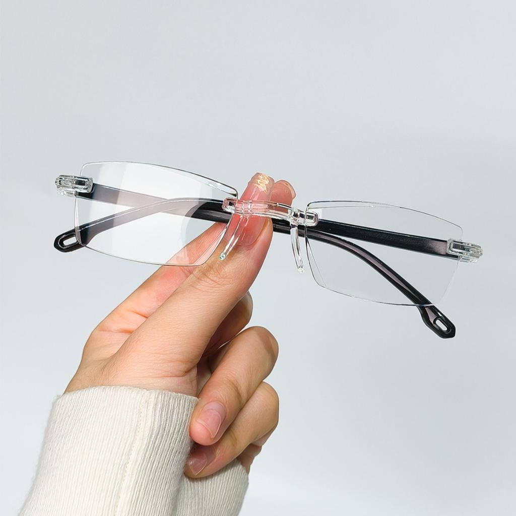3 шт. безободковые очки для чтения для мужчин и женщин - Блокирующие синий свет, Высокой четкости, Прямоугольная оправа