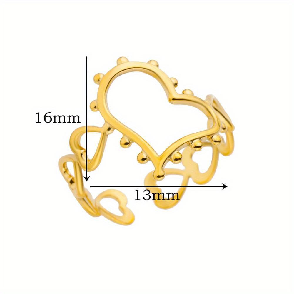Heart Shaped Ring for Ladies, Open Gold Ring for Couples' Wedding Jewelry.