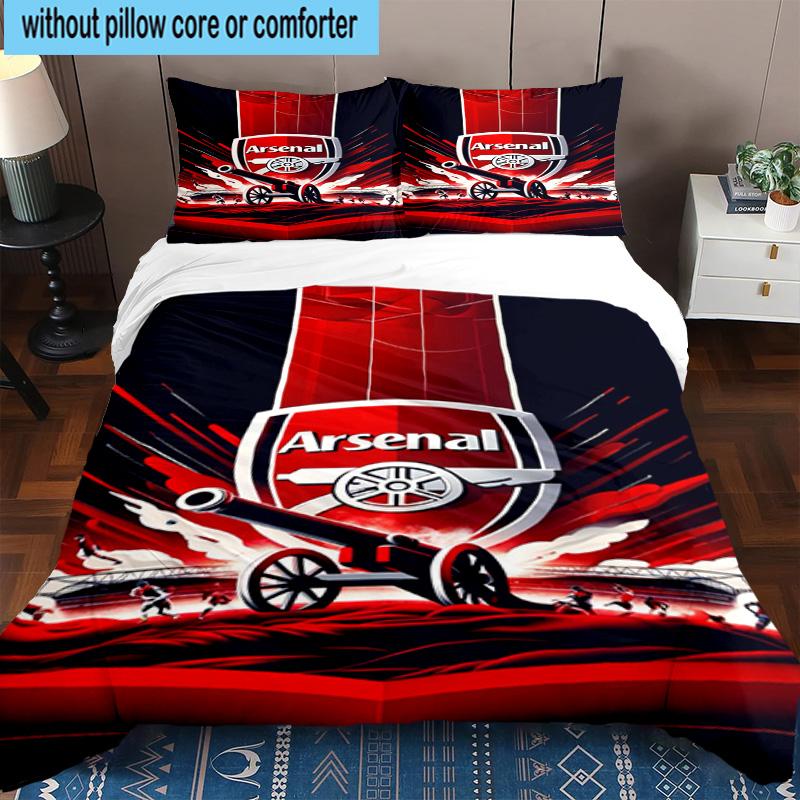 3pcs Arsenal Football Club Crest Printed Bedding Set Duvet Cover Closure Includes 1 Duvet Cover & 2 Pillowcases Bedding Sets Home Decor Gifts