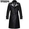 Fall and Winter Leather Jacket Sheepskin Trench Coat Middle-aged Men's Medium-length Lapel Leather Coat Jacket