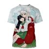Футболка с принтом аниме Inuyasha 3D, мужская и женская, модная, повседневная, в стиле Харадзюку, хип-хоп, уличная, крутая, с круглым вырезом, S