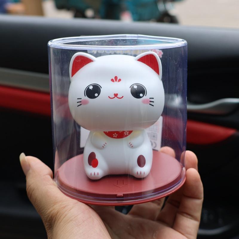 Новый автомобильный орнамент на солнечной энергии, милый кивающий, манящий кот, временный номерной знак для парковки, аксессуары для украшения салона автомобиля