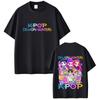 Фильм KPop Охотники на демонов Футболка Руми Мира Зои Футболка Саджа Мальчики Футболки Мужские Женские Мультяшная Мода Оверсайз Футболка Подарок для Фанатов