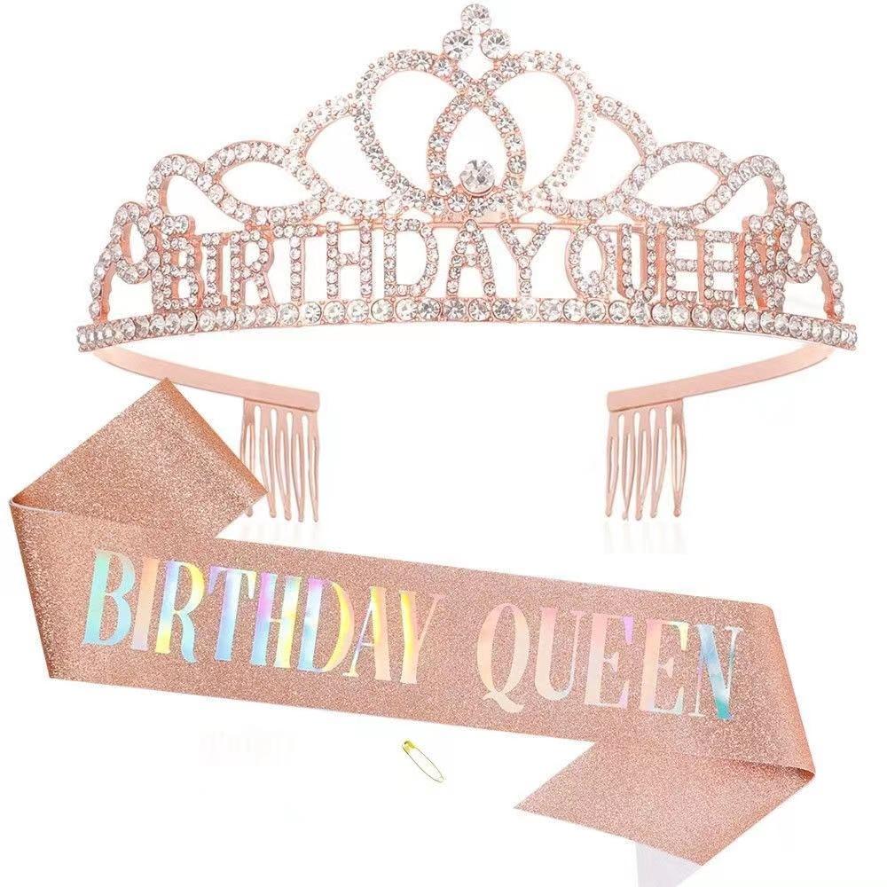 BIRTHDAY QUEEN GIRL Girl Birthday Crown Etiquette Party Supplies Rhinestone Hair Accessories