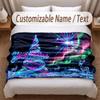 Christmas Theme Soft Blanket Personalized Custom Name Text Print Warm Blanket Home Sofa Bedroom Decor