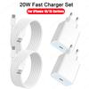 1-2 комплекта 20 Вт EU USB C порт быстрой зарядки комплект для iPhone 15 16 Serives Samsung Xiaomi USB C на Type C 1M 2M кабель для быстрой зарядки