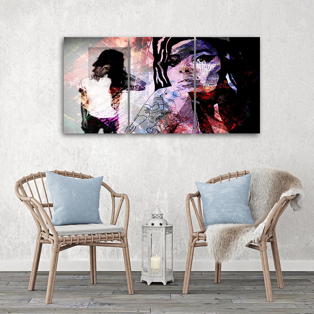 Картина из трех частей, принт на холсте Эми Уайнхаус