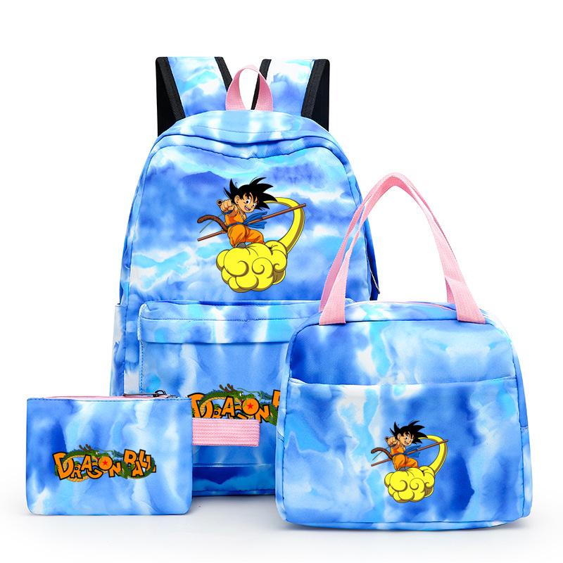 3 шт./компл., разноцветный рюкзак Dragon Ball с сумкой для обеда для женщин, студенческий рюкзак для подростков, повседневные школьные сумки, наборы