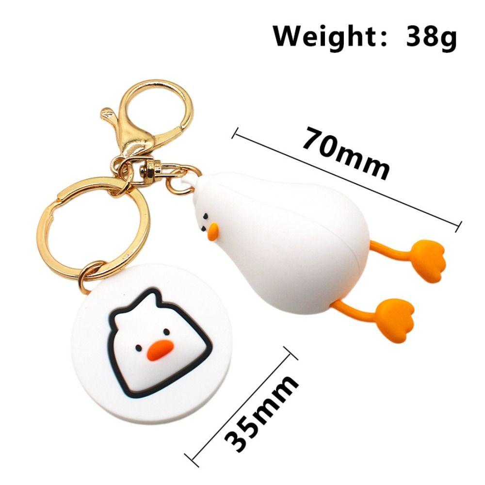 PVC Cartoon Lying Down Duck Keychain Animal Lying Duck Doll Keyring Cute Key Ring Gift