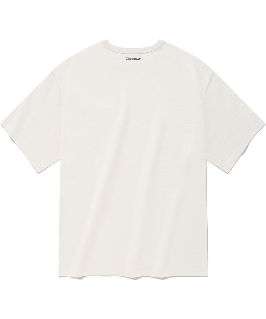 COVERNAT Whale Logo Slub T-Shirt Ecru
