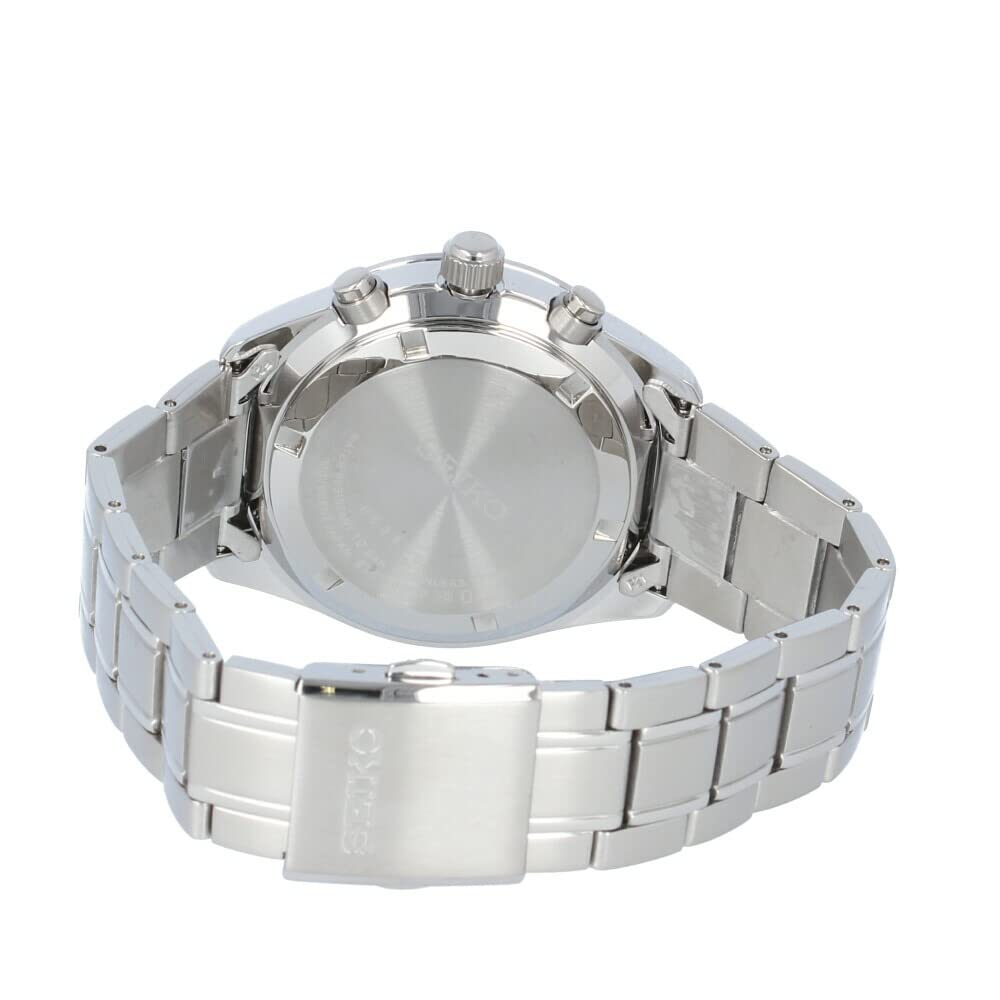 Seiko Часы мужские аналоговые кварцевые хронограф бизнес работа охота водонепроницаемые нержавеющая сталь металл черный SSB379P