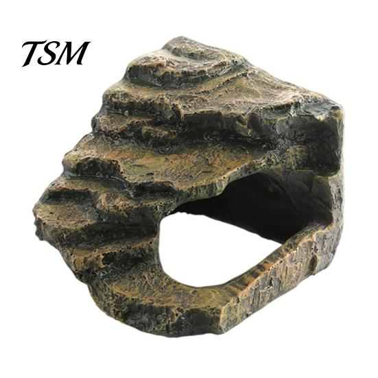 Aquarium Artificial Rock Cave Turtle Basking Platform, Reptiles Dock, Baby Tortoise Climbing Reptile Tank Habitat Ramp, Realistic Stone Hideout