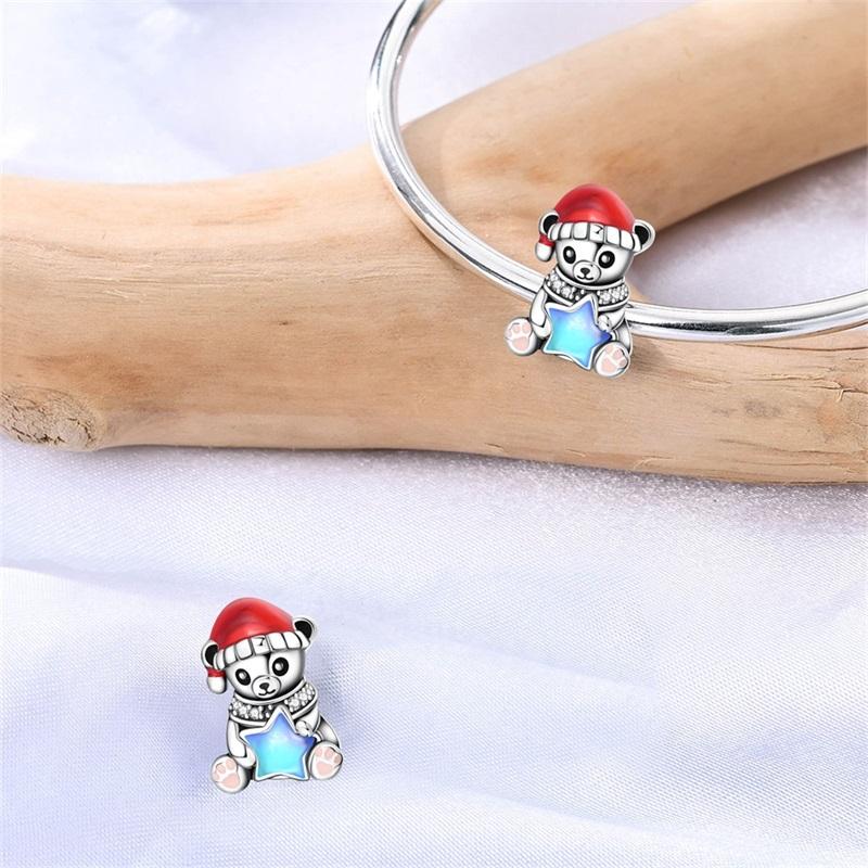 Shining 925 Silver Zircon Inlaid with Winter Designer Charms Beads Fit Wedding and Festival DIY Fine Jewelry Gifts