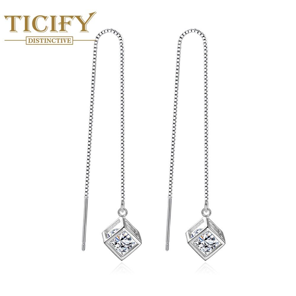 Длинные серьги-кубики Рубика с цирконием – модно и просто