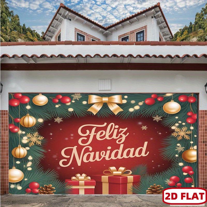 2D plane Spanish Merry Christmas banner - Feliz Navidad Party decoration with elegant white cursive font