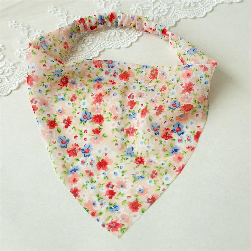 Floral Print Triangle Kerchief Headbands Elastic Back Bandana Style Hair Wraps Bohemia Garden Party Headwear For Women