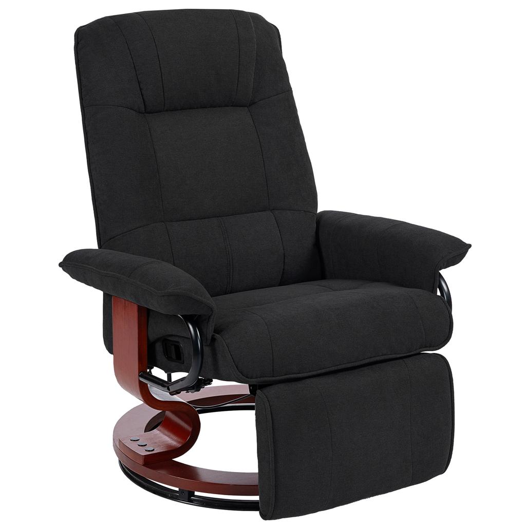 Reclining Swivel Chair With Footrest Black