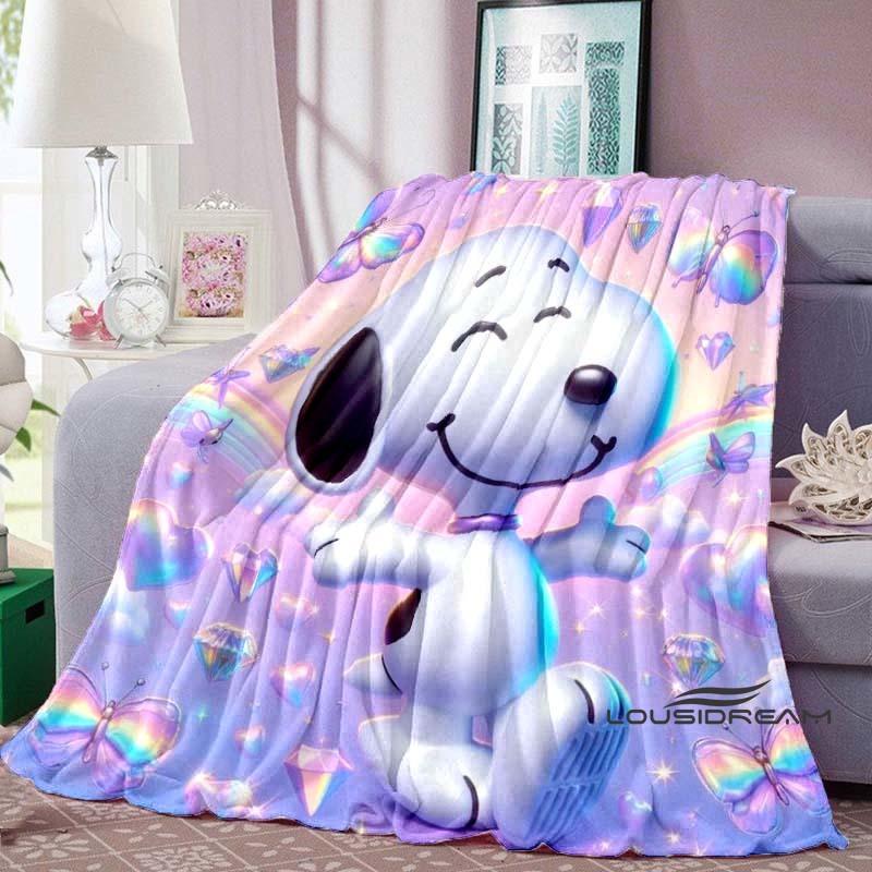 Snoopy Cartoon Flannel Blanket — Ultra-Soft, Warm, and Plush Throw — Perfect for Home, Bedroom, Bed, Sofa, and Travel