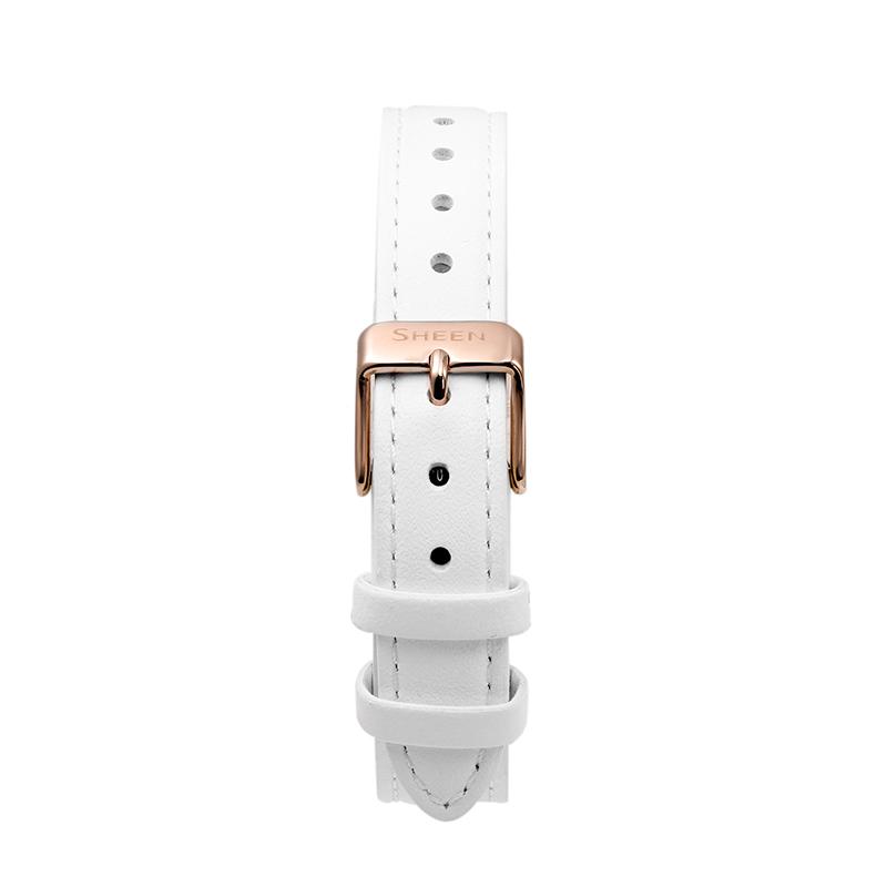 Casio SHEEN simple three-dimensional rhombus rose pink business quartz movement leather strap Japanese and Korean watch SHE-4545CGL-4AUPR-person