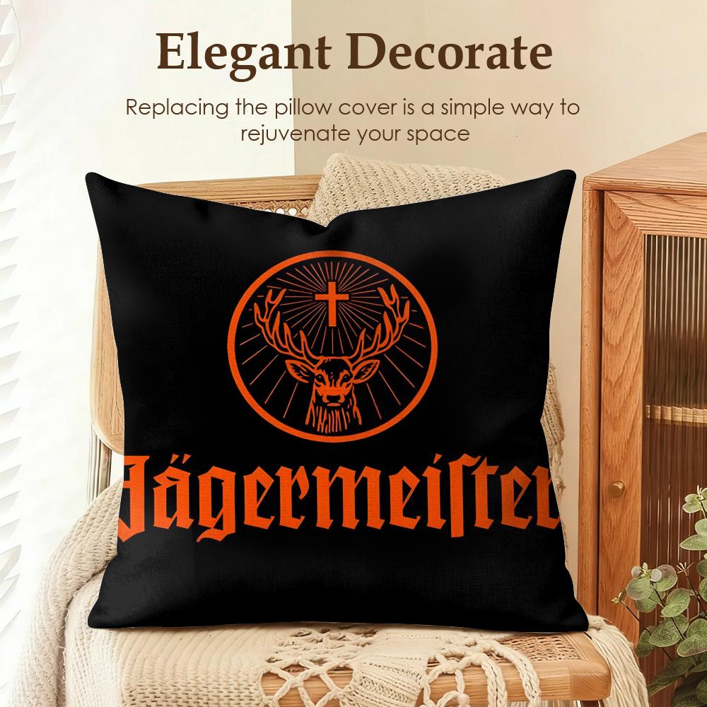 Fashion JJaegermeisterS Cushion Cover Natural Linen Organic Fabric DoubleSided Printing Sofa Home Decor Gift Pillow Case