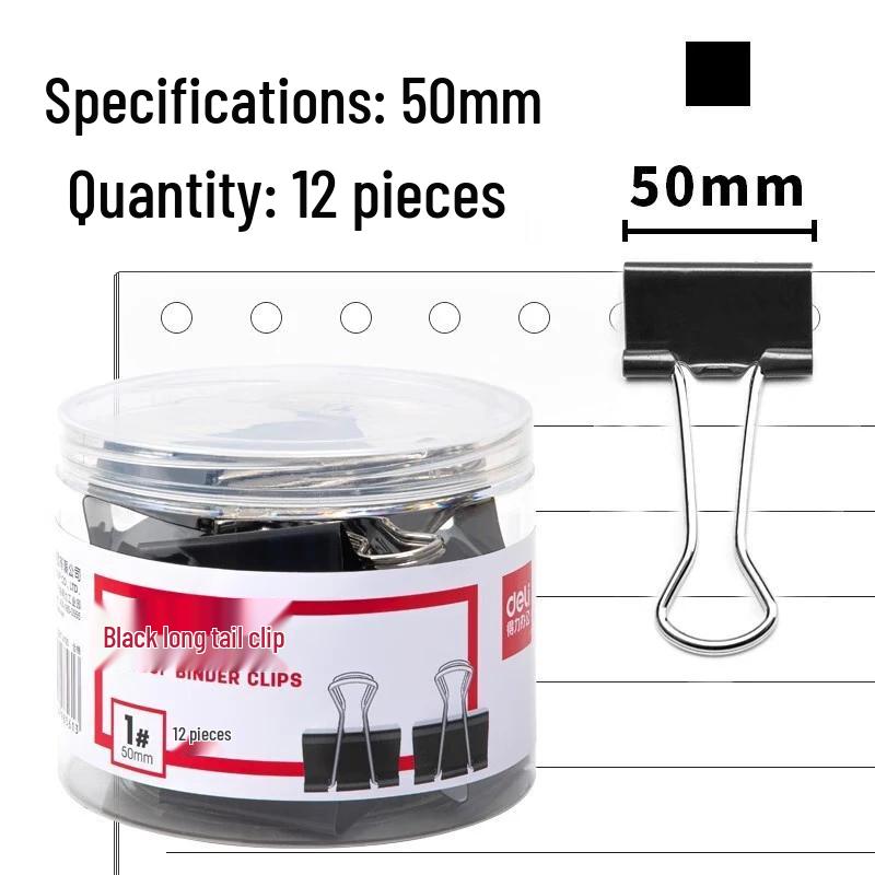 Deli 8561-1 Black 50mm Metal Binder Clips