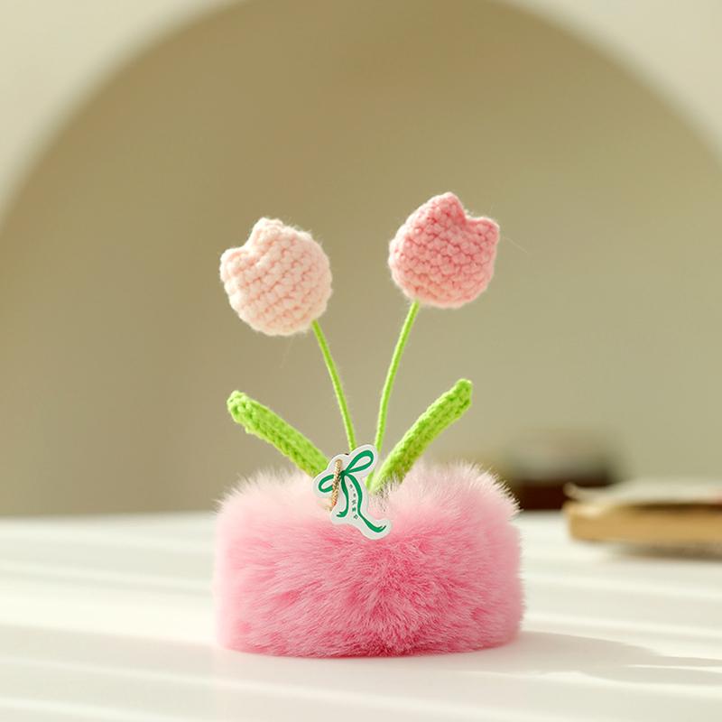 1Pc Simulated Potted Plant Souvenir Plush Home Decoration Plush Holiday Gifts Tulip Yarn Sunflower