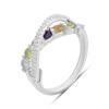 Серебряное кольцо с натуральным аметистом 1.117ct, цитрином, хризолітом, топазом, вес изделия 3,18 гр (2193258)