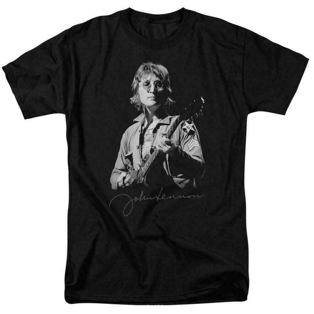 Unisex shirt Cotton Oversize Large Size John Lennon Iconic T Shirt Licensed Beatles Beautiful Boy Class Hero Rock Black