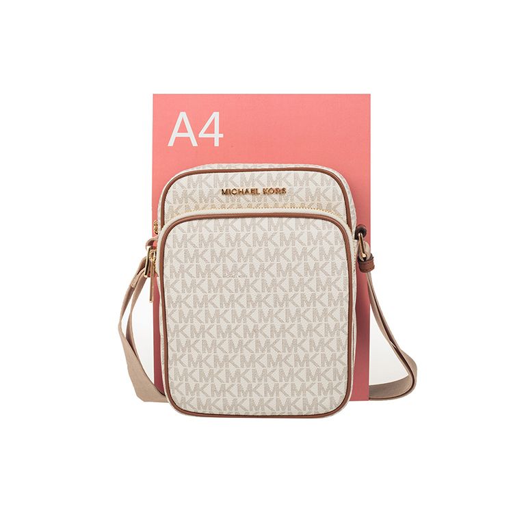 Michael Kors Jet Set Travel Monogram Vintage Zip Closure PVC Phone Crossbody Bag Women bags Vanilla 35H9GTVC1B-VANILLA