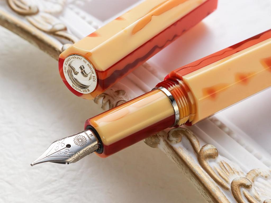 WANCHER Kaleido Queen Sunset Fountain Pen, Octagonal Acrylic Resin Body, Fine Nib