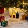 Santa Claus Relief Statue LED Lighted Christmas Village House Statue, Light Up Small Figurines with Xmas Tree Claus, Collectible Tabletop Decoration