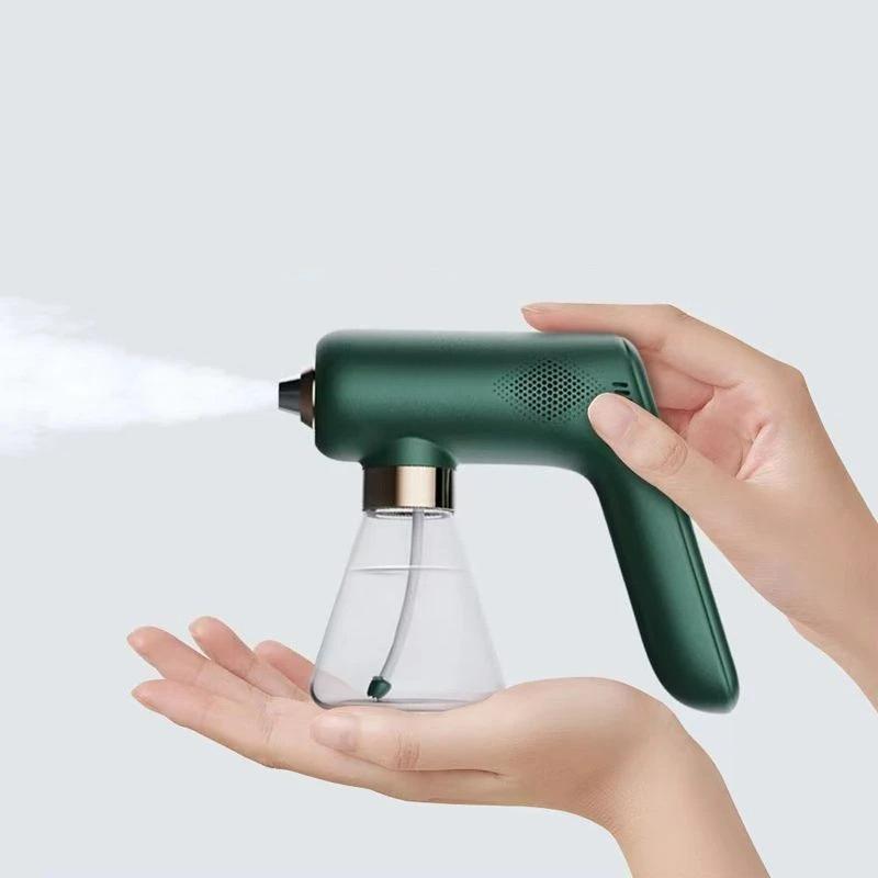 Мини беспроводной электрический распылитель-санитайзер USB-перезаряжаемый нано-распылитель синего света для дезинфекции, машина-генератор тумана для дома и сада