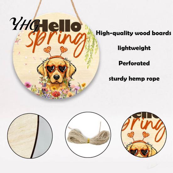 Indoor Hanging Sign Rustic Wooden Welcome for Front Door with Cute Pet Paw Prints, Creative Hanger Wall Decor Hemp Rope Home Entryway Porch Farmhouse