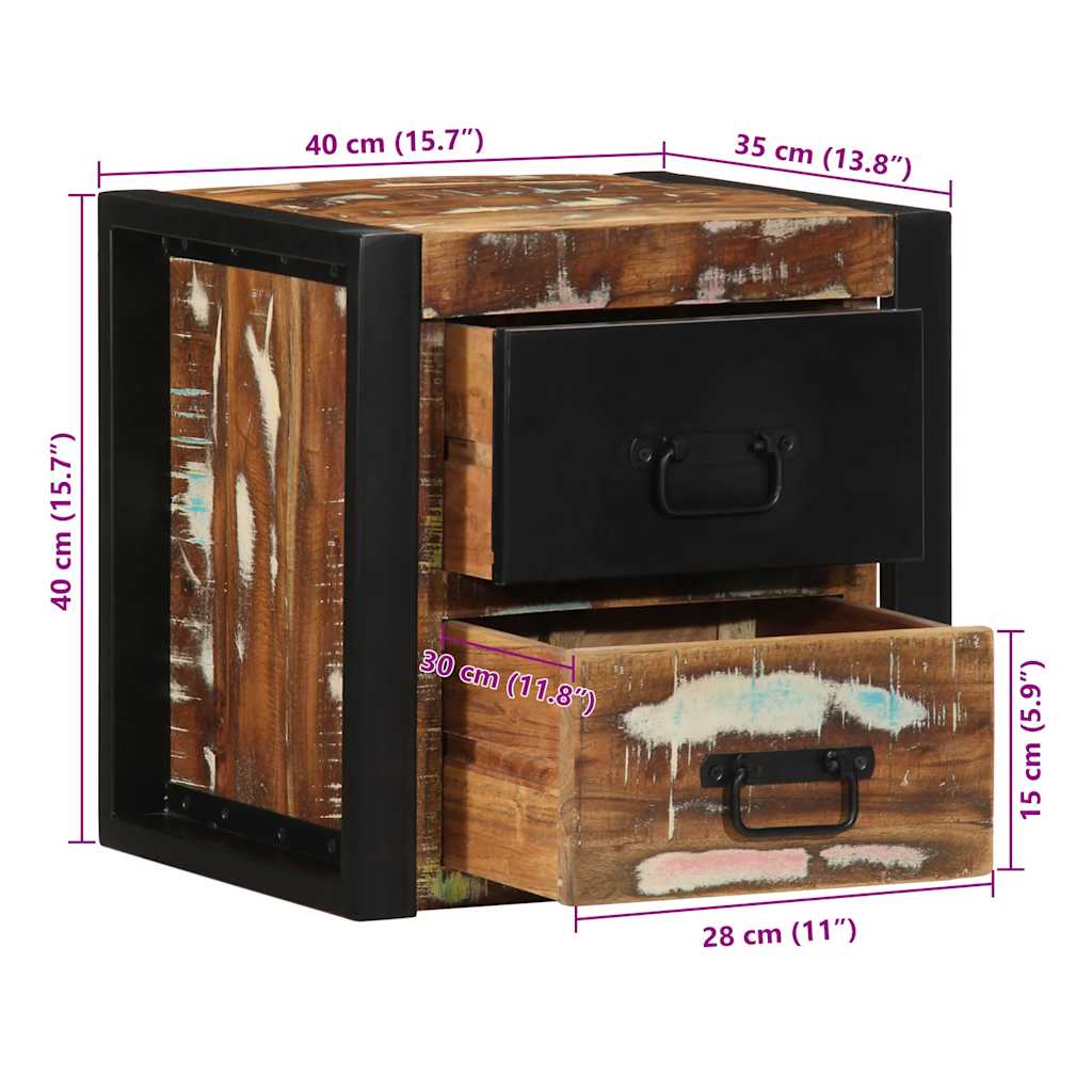 Nightstand Multicolour 40x35x40 cm Reclaimed Wood Solid Wood